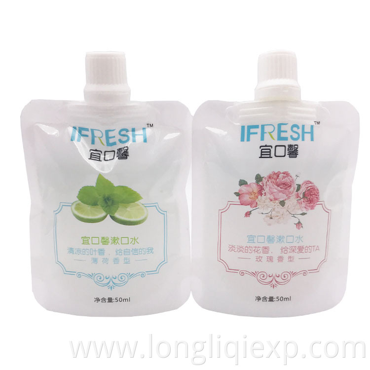 50ml Pocket Pack Peppermint Flavor or Rose Flower Natural Individual Mouth Wash